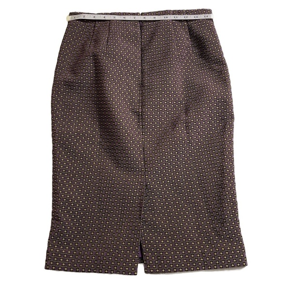 AAN TAYLOR  Purple Gold Textured Midi Below Knee Length Straight Pencil Skirt 6P - Picture 6 of 8